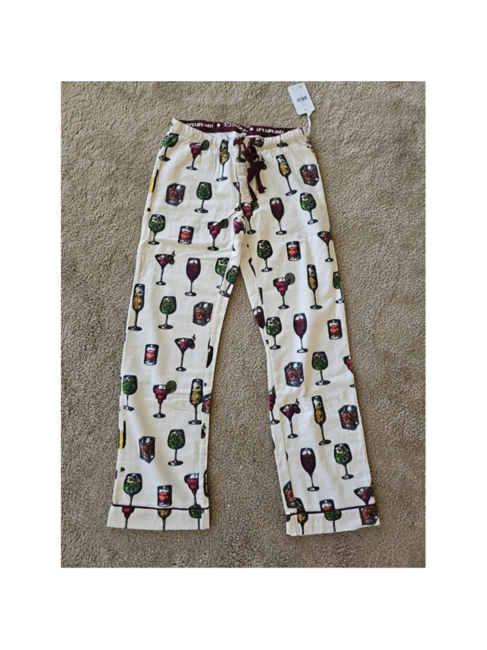 PJ Salvage Women's Wine and Cocktails Cheers Flannel Pajama Lounge Pants XSMALL